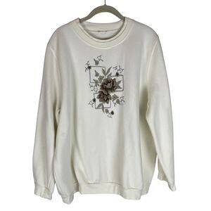 Vintage double collar floral embroidered sweatshirt